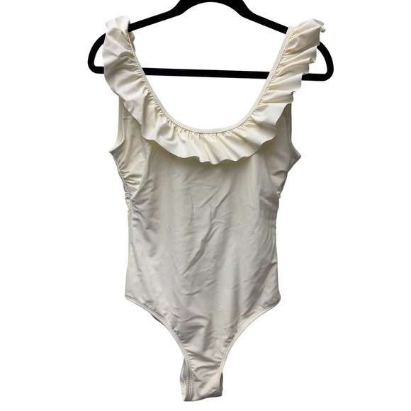 Sugar‎ Coast by Lolli Ruffle One Piece Swimsuit Ivory White Size M - Picture 2 of 9